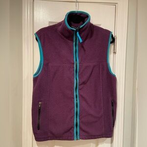VTG 90s Kenyon Size L Purple Turquoise Trim Full Zip Fleece Vest Zip Pockets